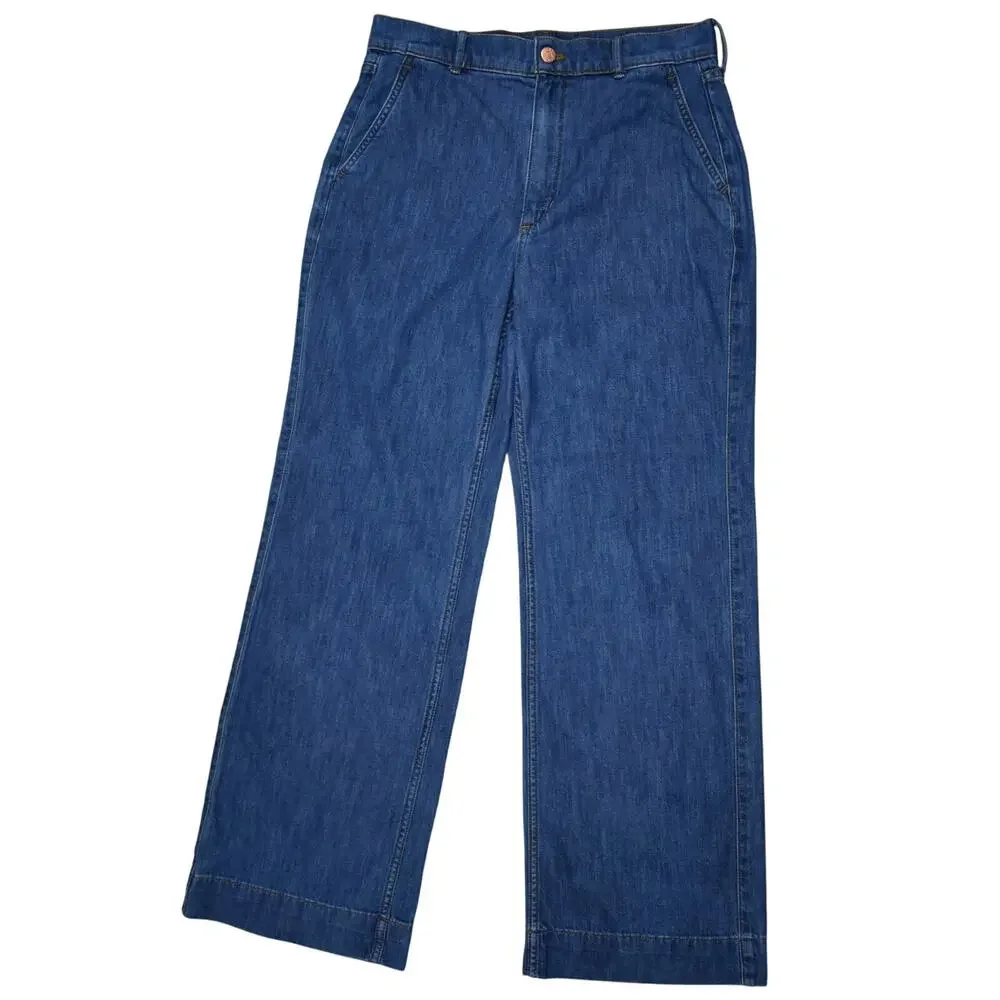 J.Crew High Rise Wide Leg Denim Trouser Jeans Women's 27 (30